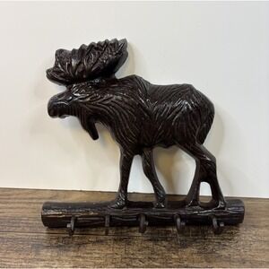 Cast Iron Heirloom Western Rustic 7" Moose Wall Hook Decor Plaque